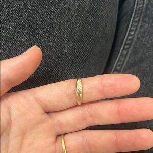 14K Natural Diamond Dome Signet Ring Size 6.25